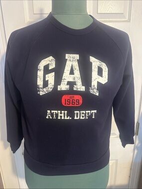 GAP Navy 'ATHL. DEPT' Logo women Sweatshirt with Red Accent size M